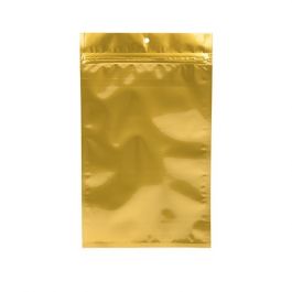 Sachet zip haute barrière avec trou de suspension or métallisé 9.2x12.7 cm (100 pièces) [HZBB4MG]