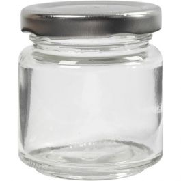 Pot en verre, h: 6,5 cm, d: 5,7 cm, transparent, 12pièces, 100 ml [HOB55907]