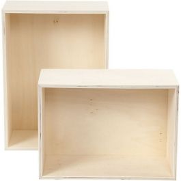 Boîtes de rangement, rectangle, h: 27+31 cm, l: 19,5+22,5 cm, triplex, 2pièces, prof. 12,5 cm [HOB56160]