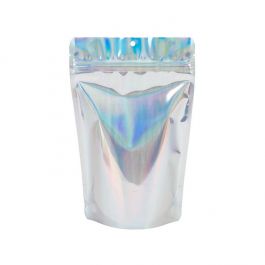 Standbodenbeutel Irisierend/Holographisch 14.9x8.9x23.2cm mit Aufhängeloch 310 Gramm (25 Stück)[ZBGH7]
