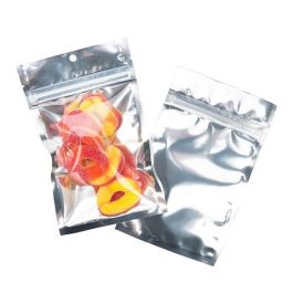 Sachet zip à trou de suspension transparent/argenté 9,2x12,7 cm (100 pièces) [HZB4S]
