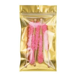 Sachet zip à trou de suspension transparent/or 12,7x20,8 cm (100 pièces) [HZB6CG]