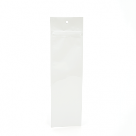 Sachet zip haute barrière avec trou de suspension blanc métallisé 6.3x22.8 cm (100 pièces) [HZBB1MW]