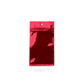 Sachet zip haute barrière avec trou de suspension rouge métallisé 7.6x11.4 cm (100 pièces) [HZBB3MR]