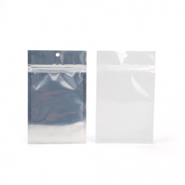 Sachet zip haute barrière avec trou de suspension et dos blanc métallisé 9.2x12.7 cm (100 pièces) [HZBB4CW]