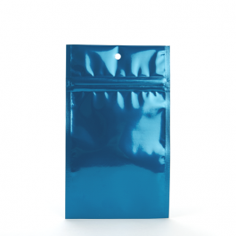 Sachet zip haute barrière avec trou de suspension bleu métallisé 12.7x20.8 cm (100 pièces) [HZBB6MBL]