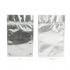 Sachet zip haute barrière avec trou de suspension et dos argent métallisé 9.2x12.7 cm (100 pièces) [HZBB4S]