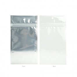 Sachet zip haute barrière avec trou de suspension et dos blanc métallisé 12.7x20.8 cm (100 pièces) [HZBB6CW]