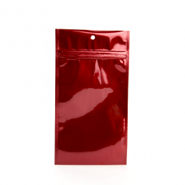 Sachet zip haute barrière avec trou de suspension rouge métallisé 9.2x12.7 cm (100 pièces) [HZBB4MR]