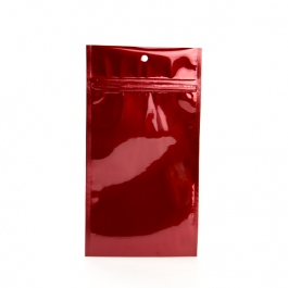 Sachet zip haute barrière avec trou de suspension rouge métallisé 12.7x20.8 cm (100 pièces) [HZBB6MR]