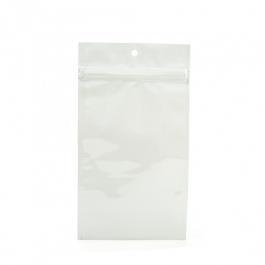 Sachet zip haute barrière avec trou de suspension blanc métallisé 9.2x12.7 cm (100 pièces) [HZBB4MW]