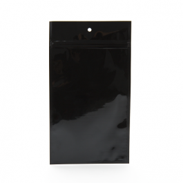 Sachet zip haute barrière avec trou de suspension noir métallisé 10.2x16.5 cm (100 pièces) [HZBB5MB]