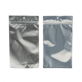 Sachet zip haute barrière avec trou de suspension et dos argent métallisé 12.7x20.8 cm (100 pièces) [HZBB6S]