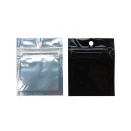 Sac zip métallisé transparent/dos noir et troue de suspension, 5x5cm (100 Pieces) [HZBB9CB]