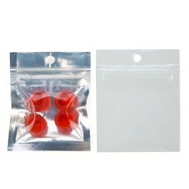 Sac zip métallisé transparent/dos blanc et troue de suspension, 5x5cm(100 Pieces) [HZBB9CW]