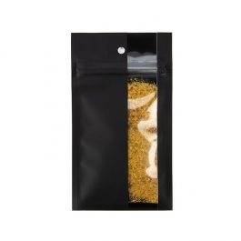 Sachet zip noir Mat Avec Fenêtre Verticale 7,6x11,4 cm (100 pièces) [HZBV3MB]