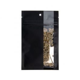 Sachet Zip Noir avec fenêtre verticale 9,2x12,7 cm (100 pièces) [HZBV4MB]