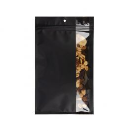 Sachet zip noir Mat Avec Fenêtre Verticale 15,2x23,5 cm (100 pièces) [HZBV7MB]