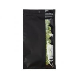 Sachet zip noir Mat Avec Fenêtre Verticale 17,8x30,5 cm (100 pièces) [HZBV8MB]