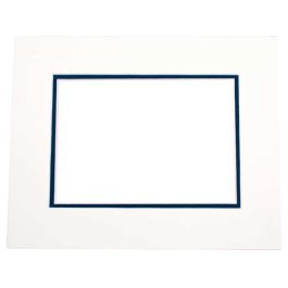 Double Passe Partout Ivoire/Bleu Foncé 9.5 x 14.5cm pour le découpage intérieur. 12.7 x 17.8cm (10 Pièces) [MD20116]