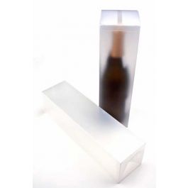 PLBF176 Boite pliante givrées pour bouteille transparente 8x8x31 cm.