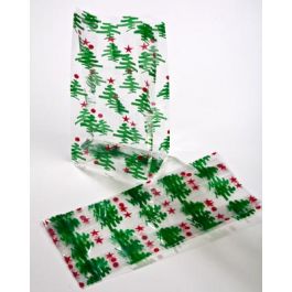 Sachet SOS imprimé sapins 8.9x5.1x19.1cm (100 pièces) [G3CTR]