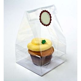 Sachets à Cupcake avec fond en papier pour 1 cupcake 10,2x10,2x17,8cm (100 pièces) [CBG4]