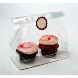 Sachets à Cupcake avec fond en papier pour 2 cupcake 17,8x10,2x22,9cm (100 pièces) [CBG5]