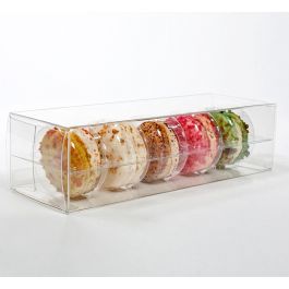 Macaron-Schachteln für 5 Macarons 6.5x5.1x19.1cm Transparent (25 Stück) [MBS1]