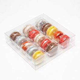 Macaron-Schachteln für 15 Macarons 19.5x5.1x19.1cm Transparent (25 Stück) [MBS3]