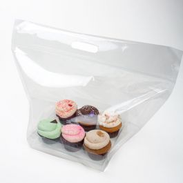 Sachets à Cupcake avec anse et fermeture pour 6 unités + plateau d'insertion 10.2x7.8x15.2cm (100 pièces) [CZHB1]