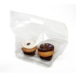 Sachets à Cupcake avec anse et fermeture pour 2 unités + plateau d'insertion 10.2x7.8x15.2cm (100 pièces) [CZHB3]
