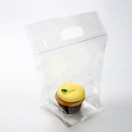 Sachets à Cupcake avec anse et fermeture pour 1 unité + plateau d'insertion 10.2x7.8x15.2cm (100 pièces) [CZHB4]