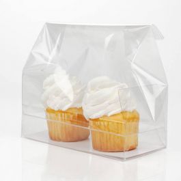 Sachets à Cupcake pour doubles minis cupcakes avec fond en papier 12.7x5.7x12.7cm (100 pièces) [CBG9]