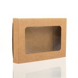 Boite en papier kraft à fenêtre avec feuille PET insérée 7.0 x 1.4 x 10.3cm (25 Pièces) [WKRG275]