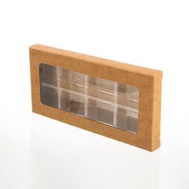 Schachteln für handgemachte Süßigkeiten für 8 Stück 7x2.1x13.8cm Kraft (25 Stück) [CNDY273]
