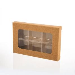 Schachteln für handgemachte Süßigkeiten für 6 Stück 7x1.4x10.5cm Kraft (25 Stück) [CNDY275]