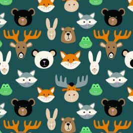 Beschichtetes Geschenkpapier auf Rolle | Wilde Tiere/Grün (1 Rolle) [FP-IO4433]