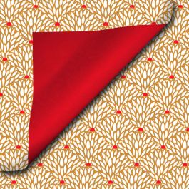 Rouleau Papier Cadeau Couché Dessin Floraison écru/rouge (1 pièce) [FP-IO5183]