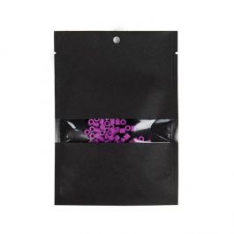 Kraft-Klappenbeutel-Schwarz Umweltfreundlich 10,2x15,2 cm Verschließbar mit Fenster (100 Stück) [KHS46BKW]
