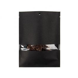 Kraft Klappenbeutel Schwarz Umweltfreudnlich 12,7x17,8 cm Verschließbar mit Fenster (100 Stück) [KHS57BKW]
