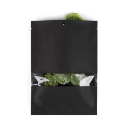 Kraft Klappenbeutel Schwarz Umweltfreundlich 15,2x22,9 cm Verschließbar mit Fenster(100 Stück) [KHS69BKW]