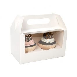 Boîtes blanches à double poignée pour cupcakes 17,8 x 10,2 x 10,2 cm (100 sets) [CBS173W]