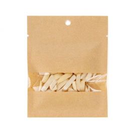 Kraftbeutel 8.5x10.5cm Braun mit Fenster | Industriell Kompostierbar & Heißsiegelfähig (100 Stück) [KHS34W]