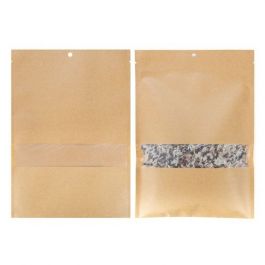 Kraftbeutel 13.7x18.5cm Braun mit Fenster | Heißsiegelfähig (100 Stück) [KHS57MW]