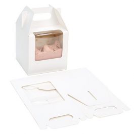 Boîte à poignée en papier blanc 10,2x10,2x10,2 cm avec fenêtre (25 pièces) [WGWG57]