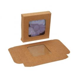 Boite en papier kraft à fenêtre avec feuille PET insérée 7.0 x 1.4 x 6.8cm (25 Pièces) [WKRG277]