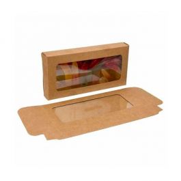 Boite en papier kraft à fenêtre avec feuille PET insérée 7 x 2.1 x 13.8cm (25 Pièces) [WKRG315]