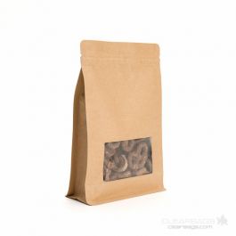 Sac en papier kraft refermable avec fenêtre transparente 12.5 x 7.5 x 20.5cm(100 Pieces) [SQMS7K]