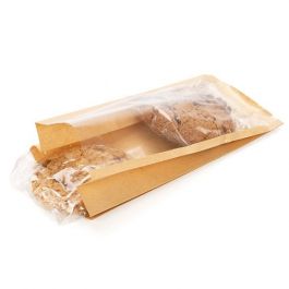 Kraftbeutel Braun mit Fenster 10.2x5.4x20.3cm mit Seitenfalten (100 Stück) [KSG3]